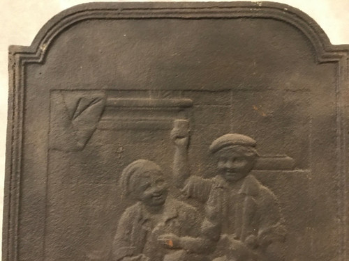 Plaque de cheminée ancienne en fonte d'époque 18 ème 
