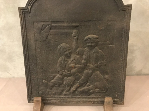 Plaque de cheminée ancienne en fonte d'époque 18 ème 