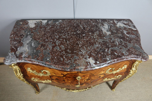 Marquetry chest of drawers stamped "Perreau"