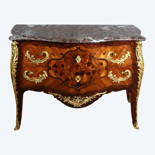 Marquetry chest of drawers stamped "Perreau"