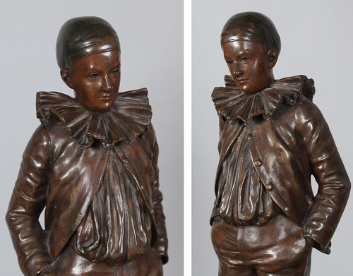 Bronzo del XIX secolo, 43 cm, firmato: GARNIER Jean 1853/1910, Pierrot