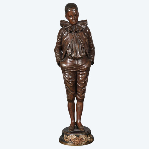 Bronzo del XIX secolo, 43 cm, firmato: GARNIER Jean 1853/1910, Pierrot