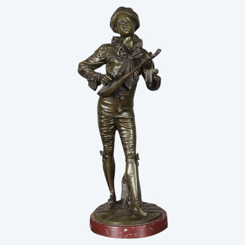 Bronzo della fine del XIX secolo, 37 cm, firmato: A.J. LAVERGNE 1863/1928, Pierrot
