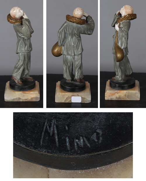 Chryselephantine 1925, 18 cm, signed: Claudio Mimo BLASCO 1887/1959, Pierrot