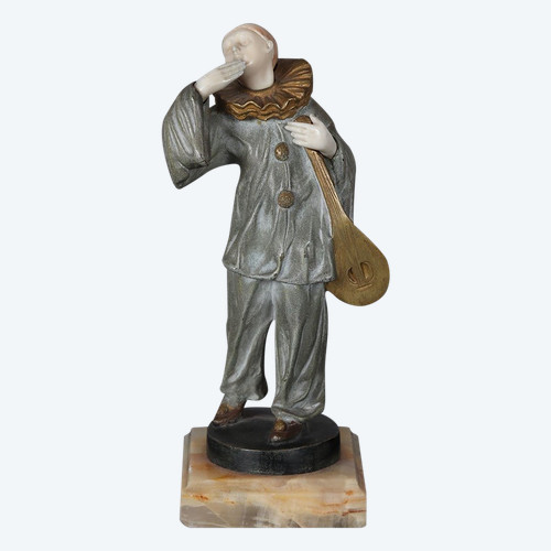 Chryselephantine 1925, 18 cm, signed: Claudio Mimo BLASCO 1887/1959, Pierrot