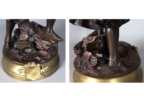 Bronzo del XIX secolo, 80 cm, Adrien Gaudez 1845/1902, Giovanna d'Arco