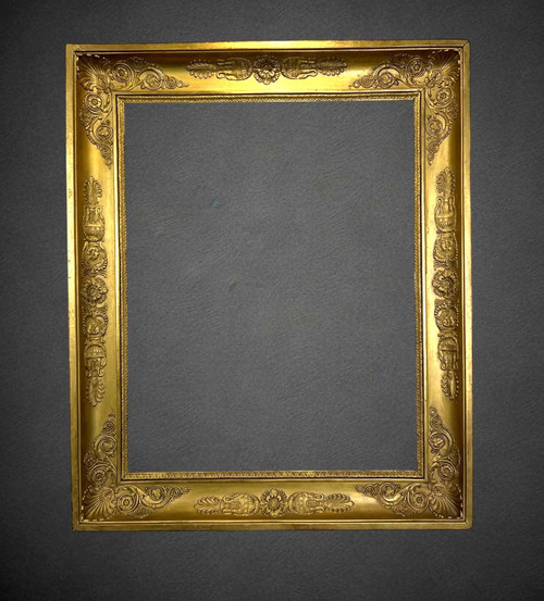 19TH CENTURY EMPIRE STYLE FRAME IN WOOD / GOLD STUCCO FOR PAINTING 53 CM X 42 CM
