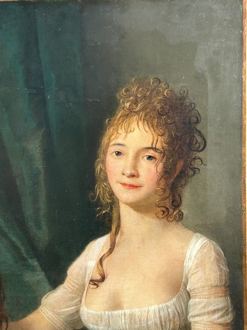 Ritratto - Coppia Di Ritratti Di Coppia E Bambino Del Periodo Direttorio O Impero H 92 Cm
