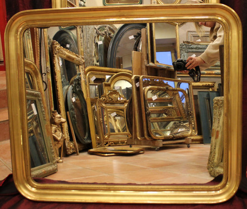 81 X 97 CM Coppia di specchi Luigi Filippo perlati, foglia oro