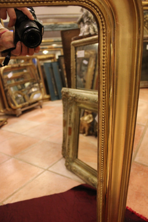 81 X 97 CM Coppia di specchi Luigi Filippo perlati, foglia oro