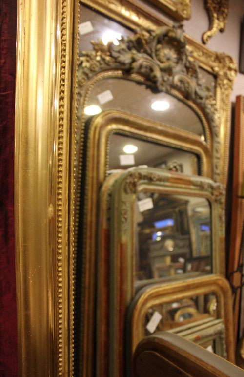 81 X 97 CM Coppia di specchi Luigi Filippo perlati, foglia oro