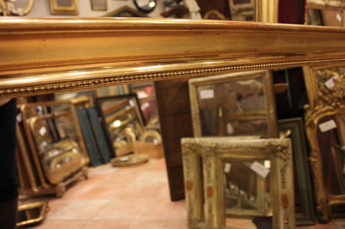 81 X 97 CM Coppia di specchi Luigi Filippo perlati, foglia oro