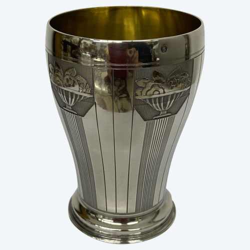 Art-Deco-Pauke aus massivem Silber 