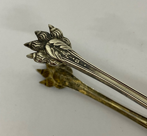 Solid silver sugar tongs