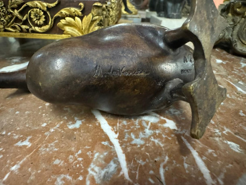 PAIR OF BRONZE DUCKS Signed M. LE VERRIER
