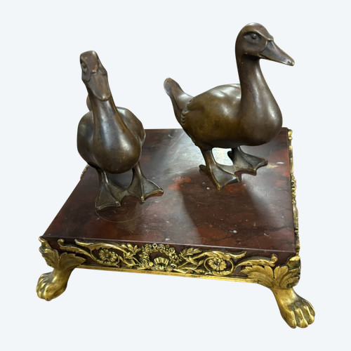 PAIR OF BRONZE DUCKS Signed M. LE VERRIER