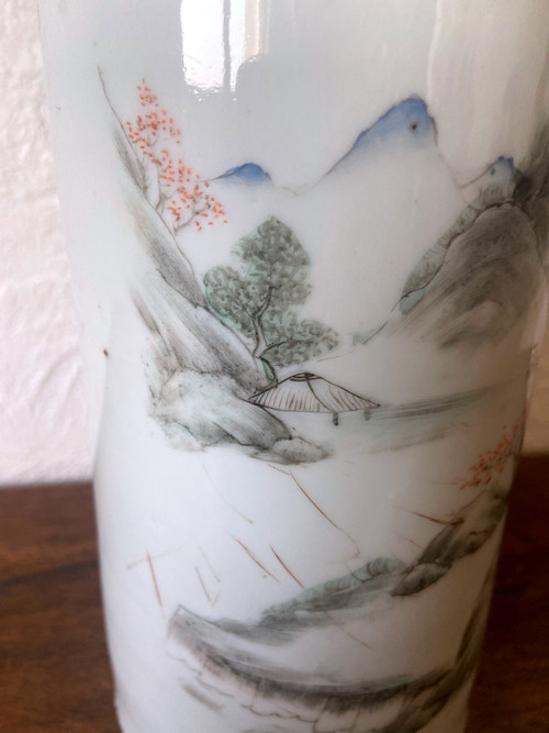Chinese porcelain scroll vase