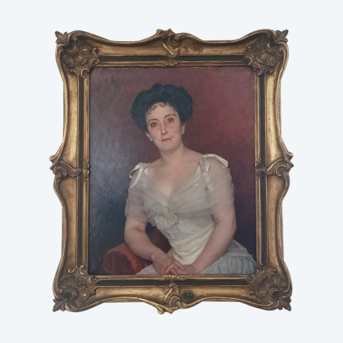 Léon Glaize (1842-1931) Großes Gemälde Öl auf Leinwand Porträt einer Frau 1902