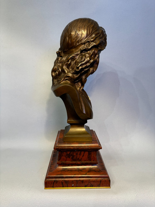 "Carino" H43 Busto di giovane donna in bronzo E. Aizelin, Barbedienne, Colas.
