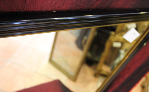 50 x 70 cm Rectangular mirror, black lacquered wood, gold trim, Napoleon III