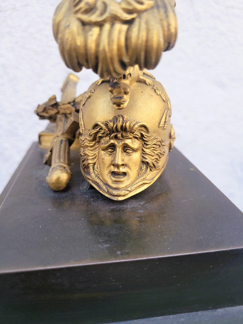 Clock with Warrior Helmet, Bronze, 19th Century