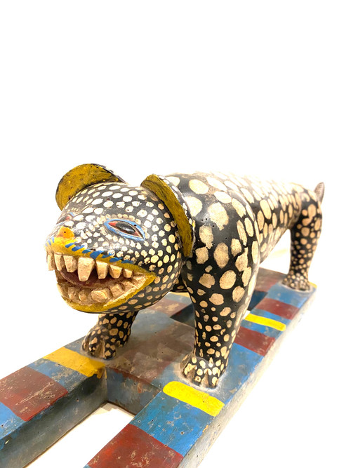Polychrome wooden panther BAOULÉ from Ivory Coast
