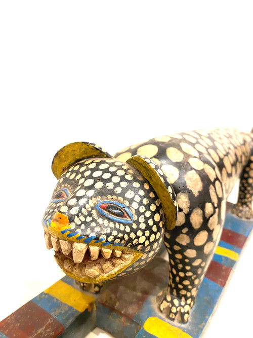 Polychrome wooden panther BAOULÉ from Ivory Coast