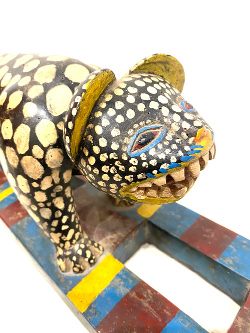 Polychrome wooden panther BAOULÉ from Ivory Coast