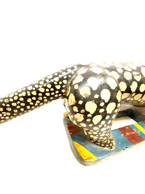 Polychrome wooden panther BAOULÉ from Ivory Coast