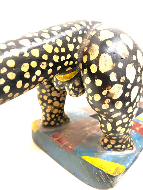 Polychrome wooden panther BAOULÉ from Ivory Coast