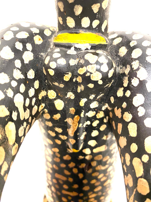 Polychrome wooden panther BAOULÉ from Ivory Coast