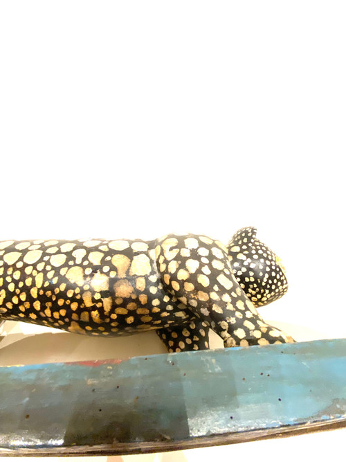 Polychrome wooden panther BAOULÉ from Ivory Coast
