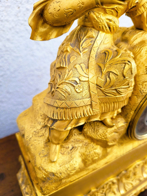 Chinese Gilt Bronze Clock with Bird, 19th Century