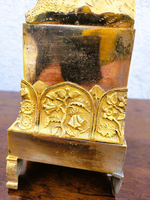 Chinese Gilt Bronze Clock with Bird, 19th Century