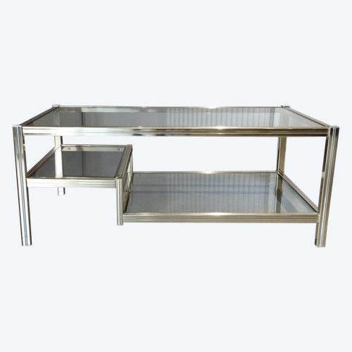 Table basse avec ses 3 plateaux en verre
