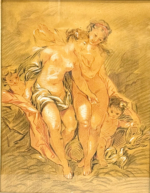 École Française Du XIXème - Deux Nymphes
