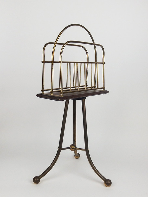 Porte revue en acajou et laiton de style victorien