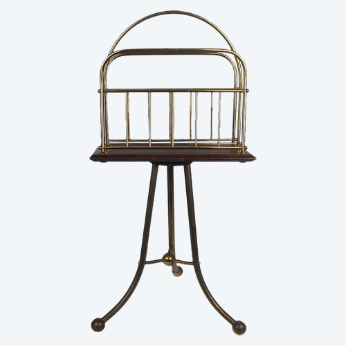 Porte revue en acajou et laiton de style victorien