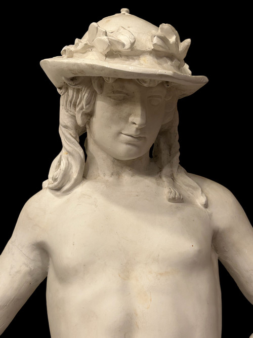 David D'après Donatello Important 20th Century Plaster Sculpture H 145 Cm