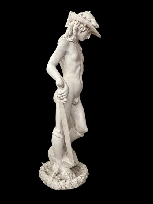 David D'après Donatello Important 20th Century Plaster Sculpture H 145 Cm