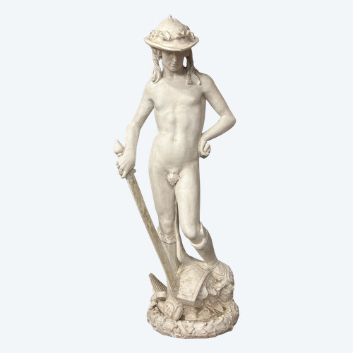 David D'après Donatello Important 20th Century Plaster Sculpture H 145 Cm
