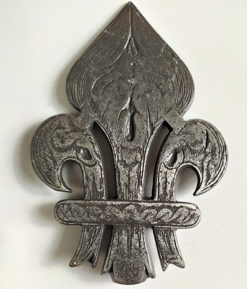 Heurtoir De Porte Ancien En Fer Forgé à La Fleur De Lys