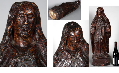 Große Holzskulptur 72 cm, (aus Eiche) aus dem 16. Jahrhundert, Jungfrau, Heilige