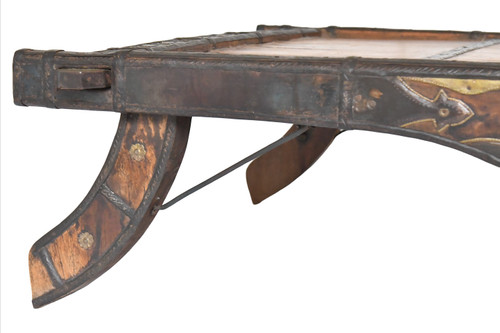 Table basse selle pour éléphant en bois et métal