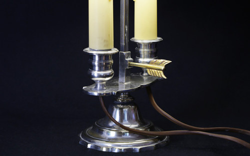 Lampe Bouillotte en bronze argenté XIXème siècle