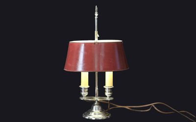 Desk lamp in silver-plated bronze,  19th century 