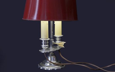 Desk lamp in silver-plated bronze,  19th century 