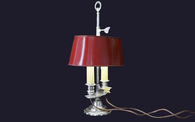 Desk lamp in silver-plated bronze,  19th century 