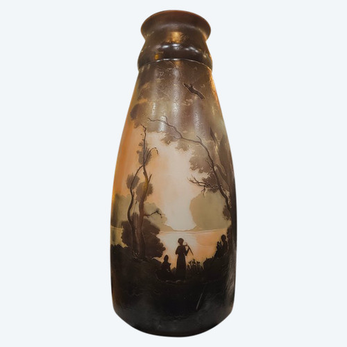 Muller Frères Große Jugendstil-Vase "Seelandschaft mit Musikerinnen".