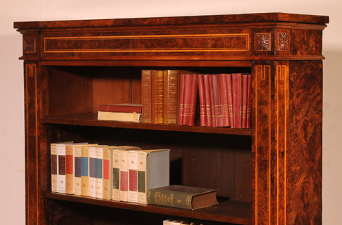 Open Bookcase In Burl Walnut Circa 1820